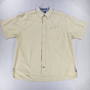 Vintage 90s Tommy Hilfiger Short Sleeve Button Down Shirt Solid Cream Men XL